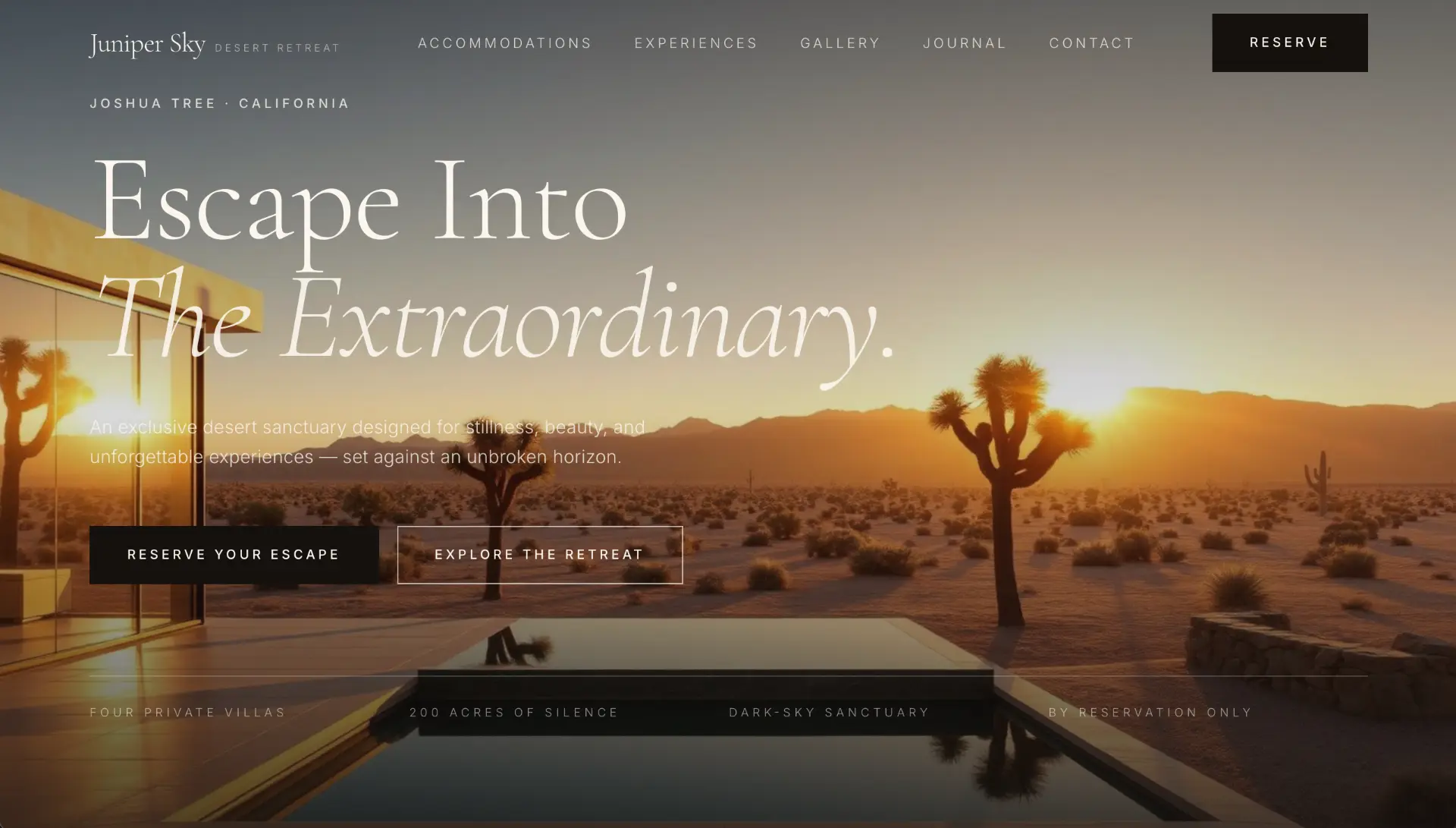 Juniper Sky Retreat website homepage